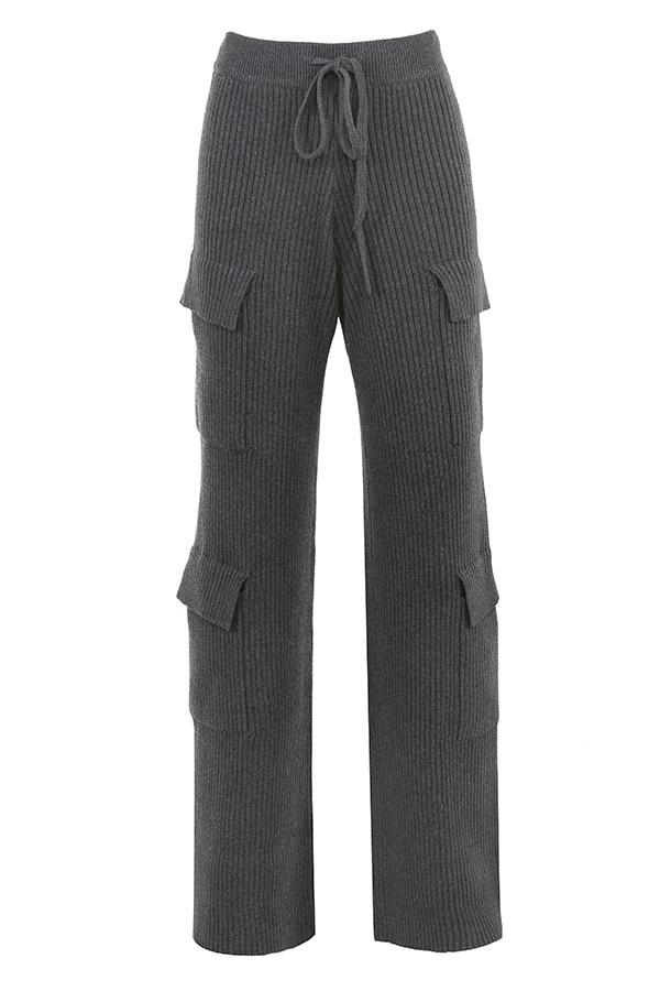 Tea  charcoal knitted utility trousers - sale Product Image
