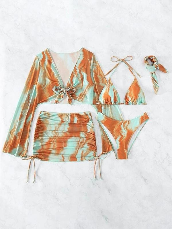 Tie Dye Print Three-piece Swimsuits Product Image