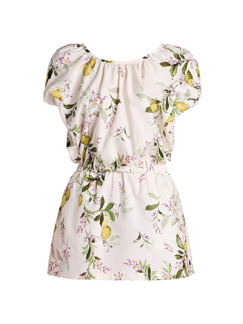 BOTANICAL OUTLINE WOVEN MINI DRESS