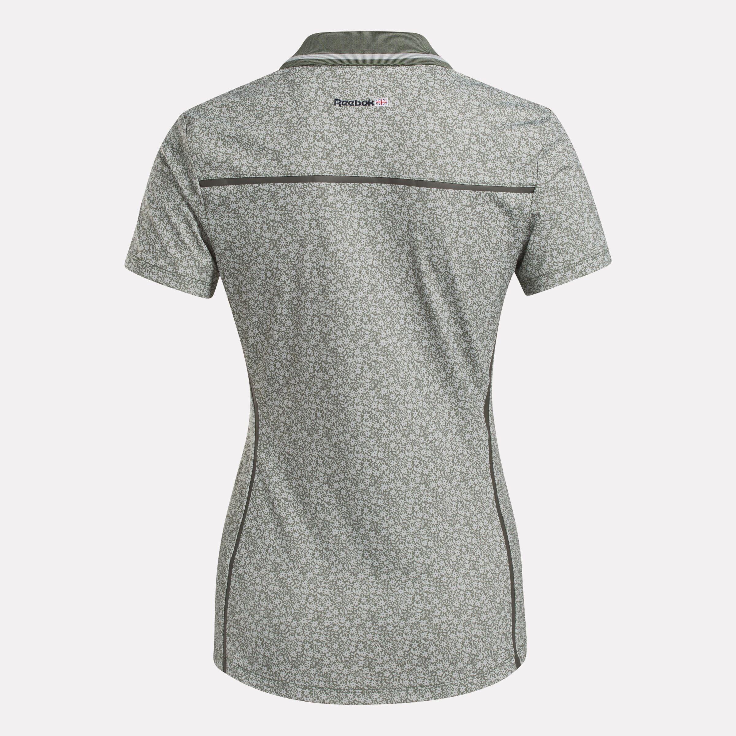 Women's Cap Sleeve Johnny Collar Micro Floral Polo Shirt Female Product Image