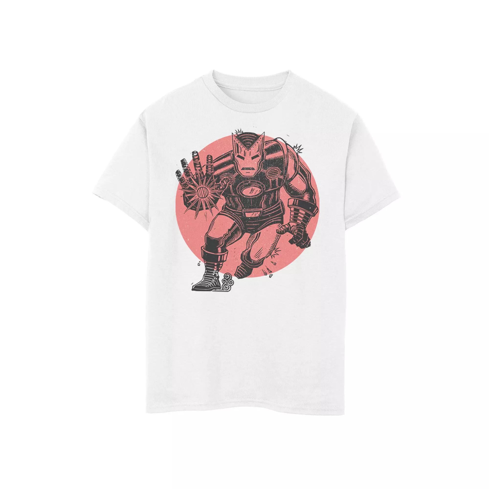 Boys 8-20 Marvel Iron Man Woodcut Blast Portrait Graphic Tee, Boy's, Size: Medium, White Product Image