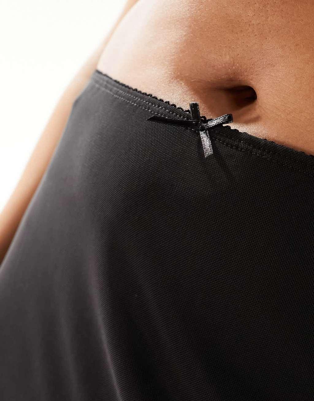 ASOS DESIGN Curve mesh midi skirt in black Product Image