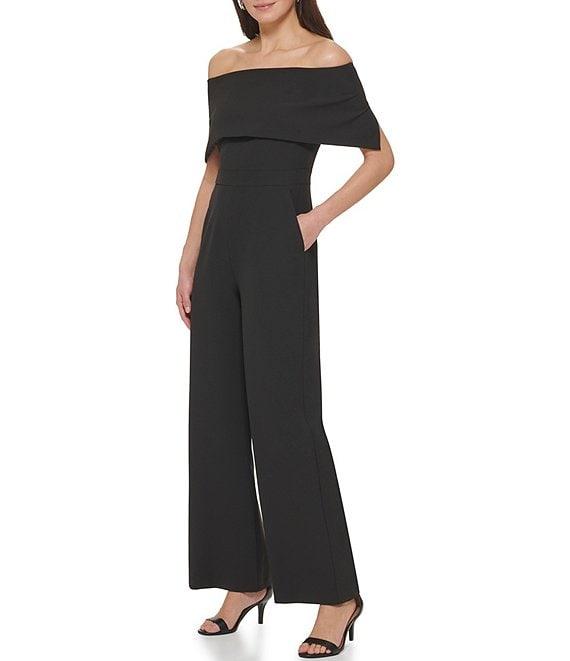 Vince Camuto Off-The-Shoulder Sleeveless Straight Leg Jumpsuit Product Image