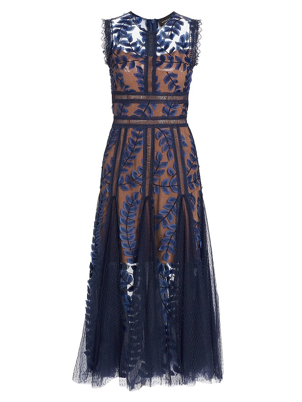 Womens Saba Embroidered Mesh Midi-Dress Product Image