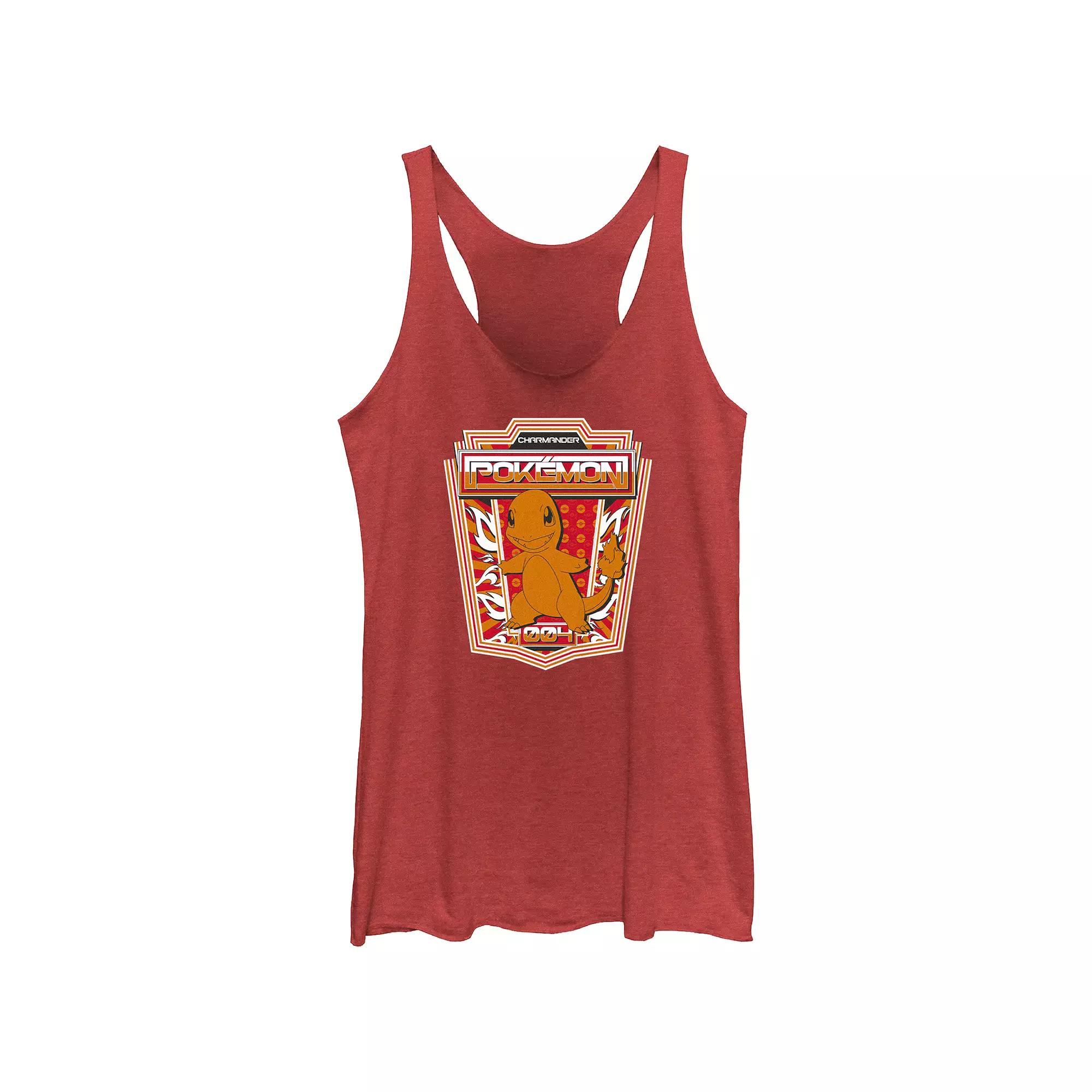 Juniors' Pokemon Happy Charmander 004 Tri-Blend Racerback Tank Top, Girl's, Size: Large, Red Grey Product Image