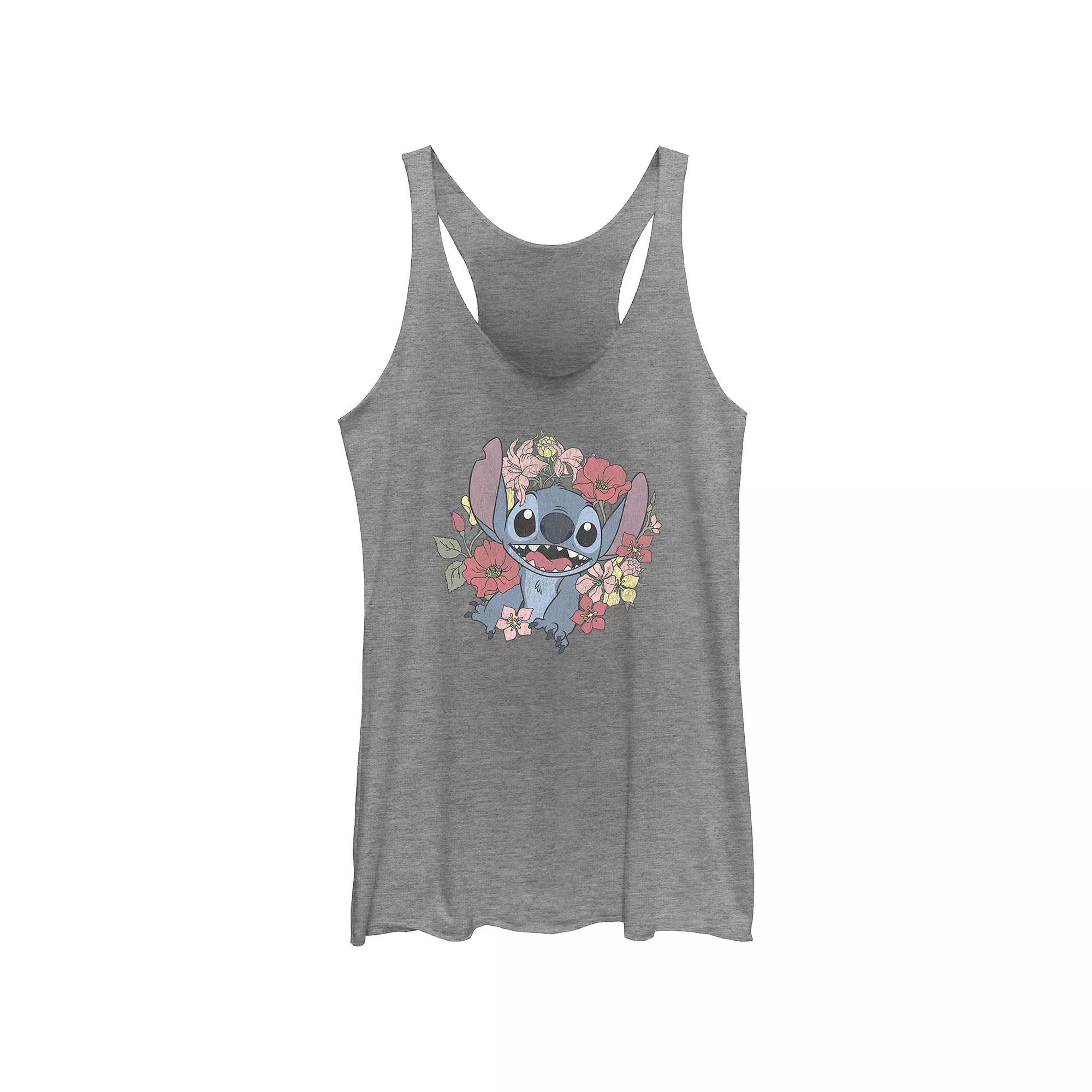 Disney's Lilo & Stitch Tropical Flower Wreath Juniors' Tri-Blend Racerback Tank Top, Girl's,  Product Image