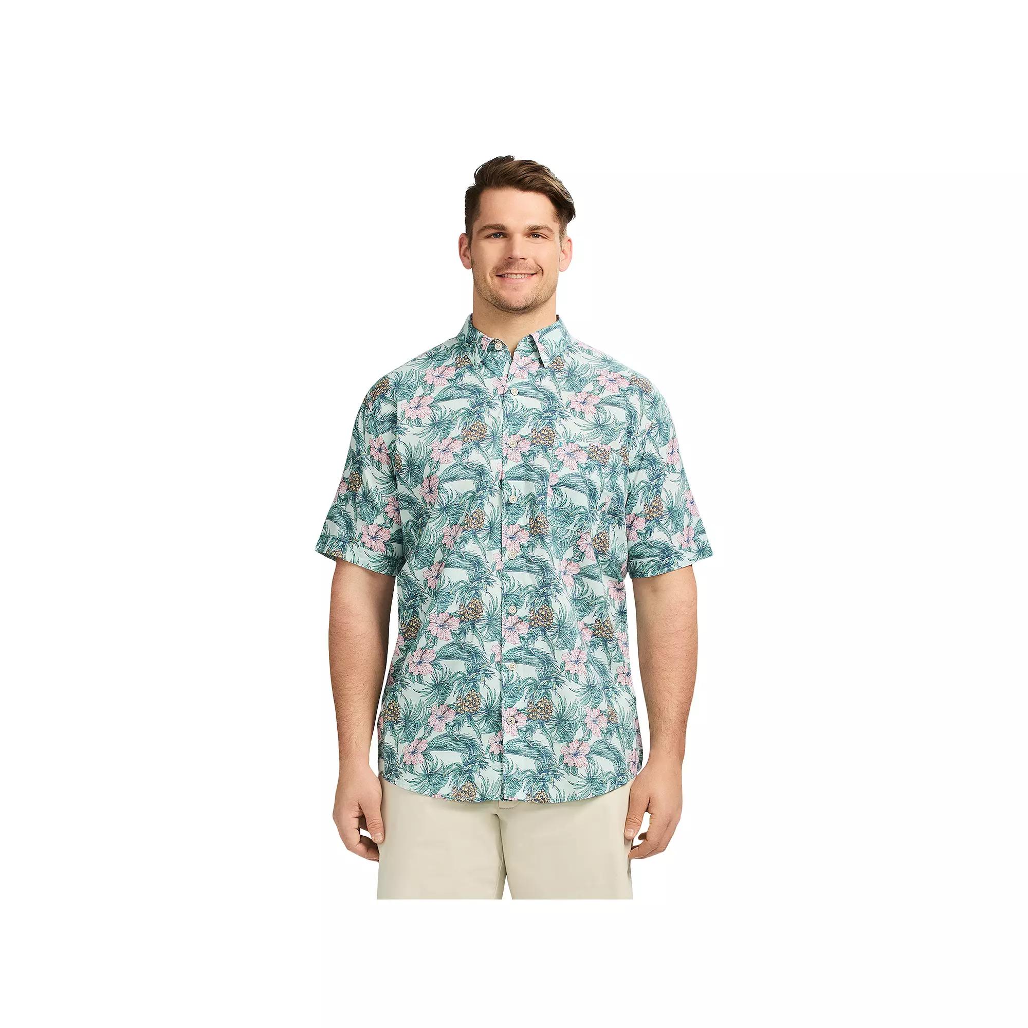 Big & Tall IZOD Dockside Short Sleeve Chambray, Men's, Size: 3XL Tall, Moonlight Green Product Image