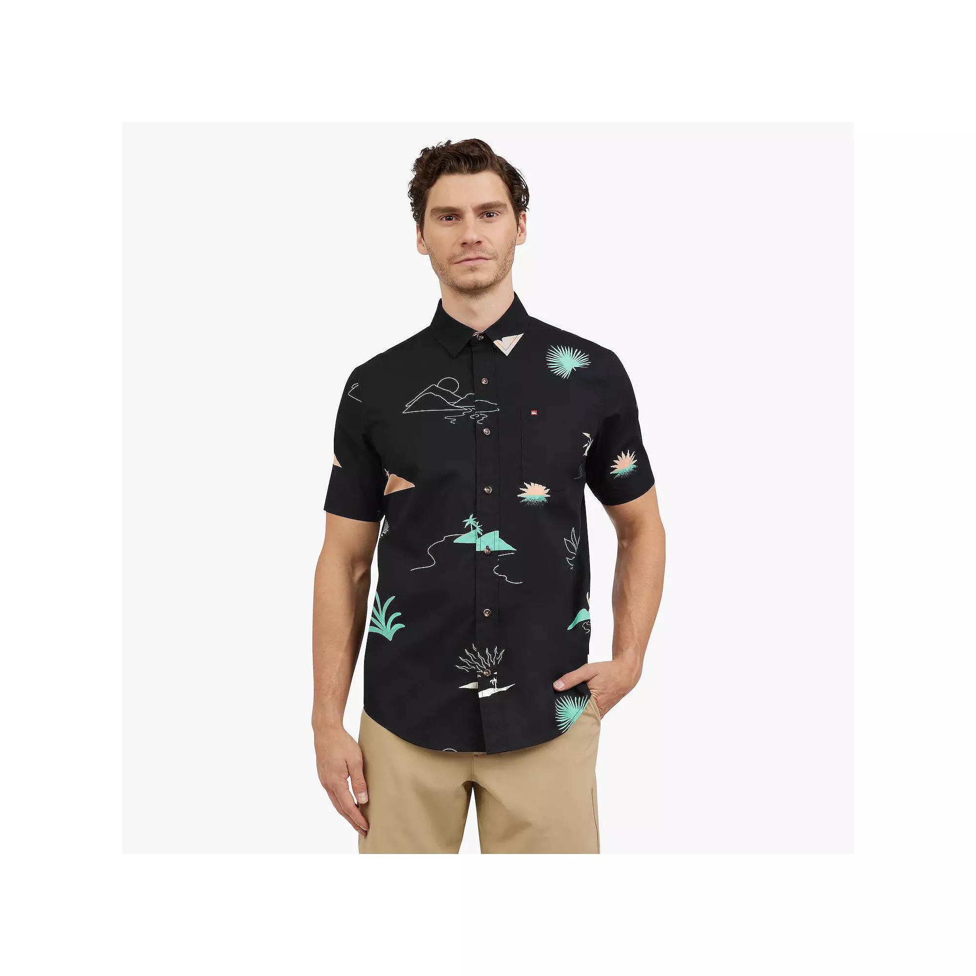 Men's Quiksilver Short Sleeve Button Down Shirt, Size: XL, Black Team Product Image