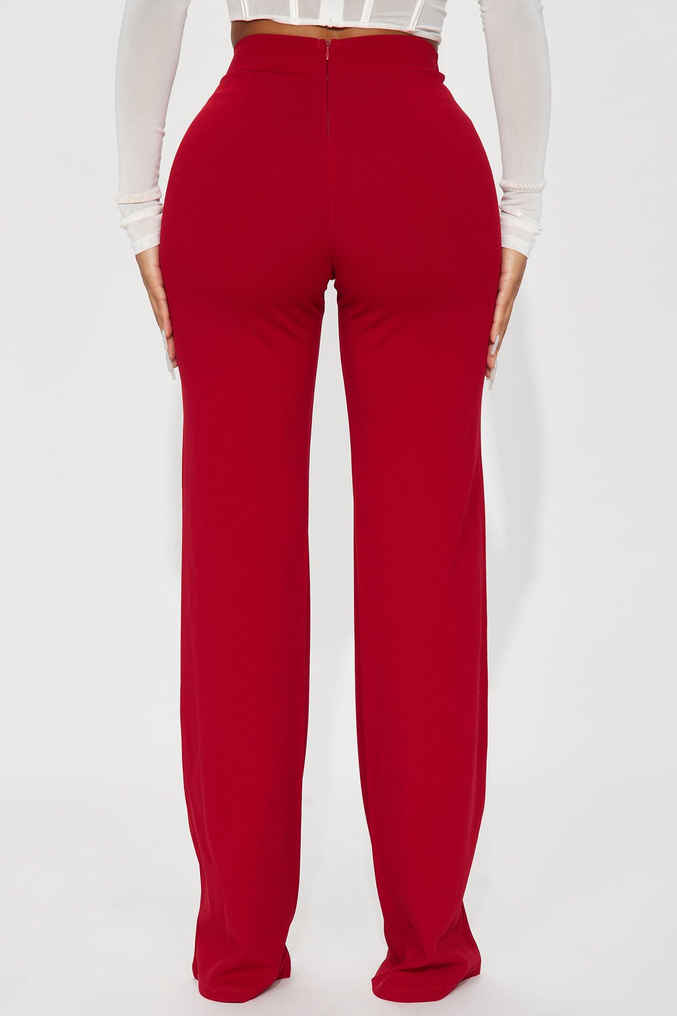 Tall Victoria High Waisted Dress Pants - Red Product Image
