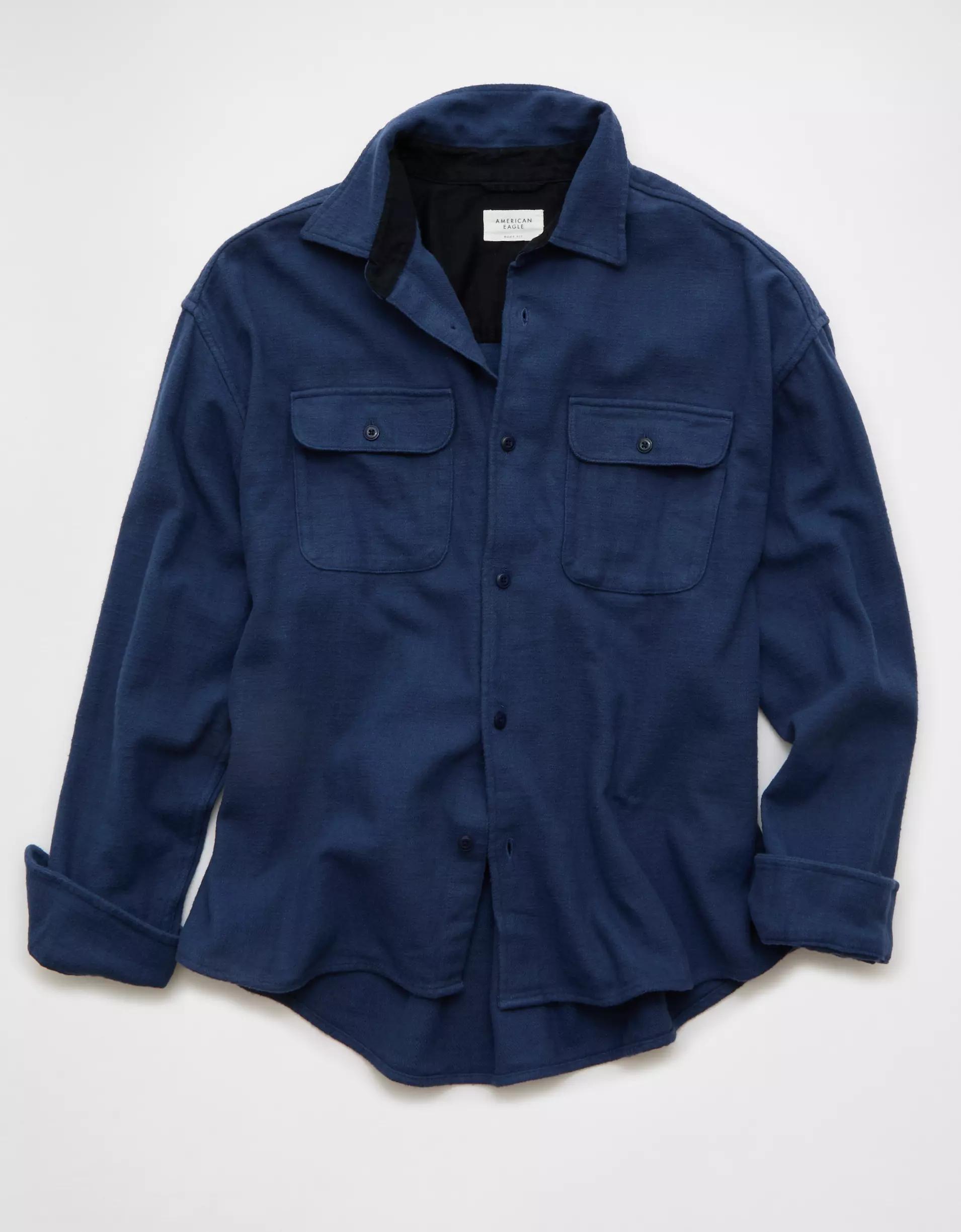 AE Boxy Flannel Shirt Product Image