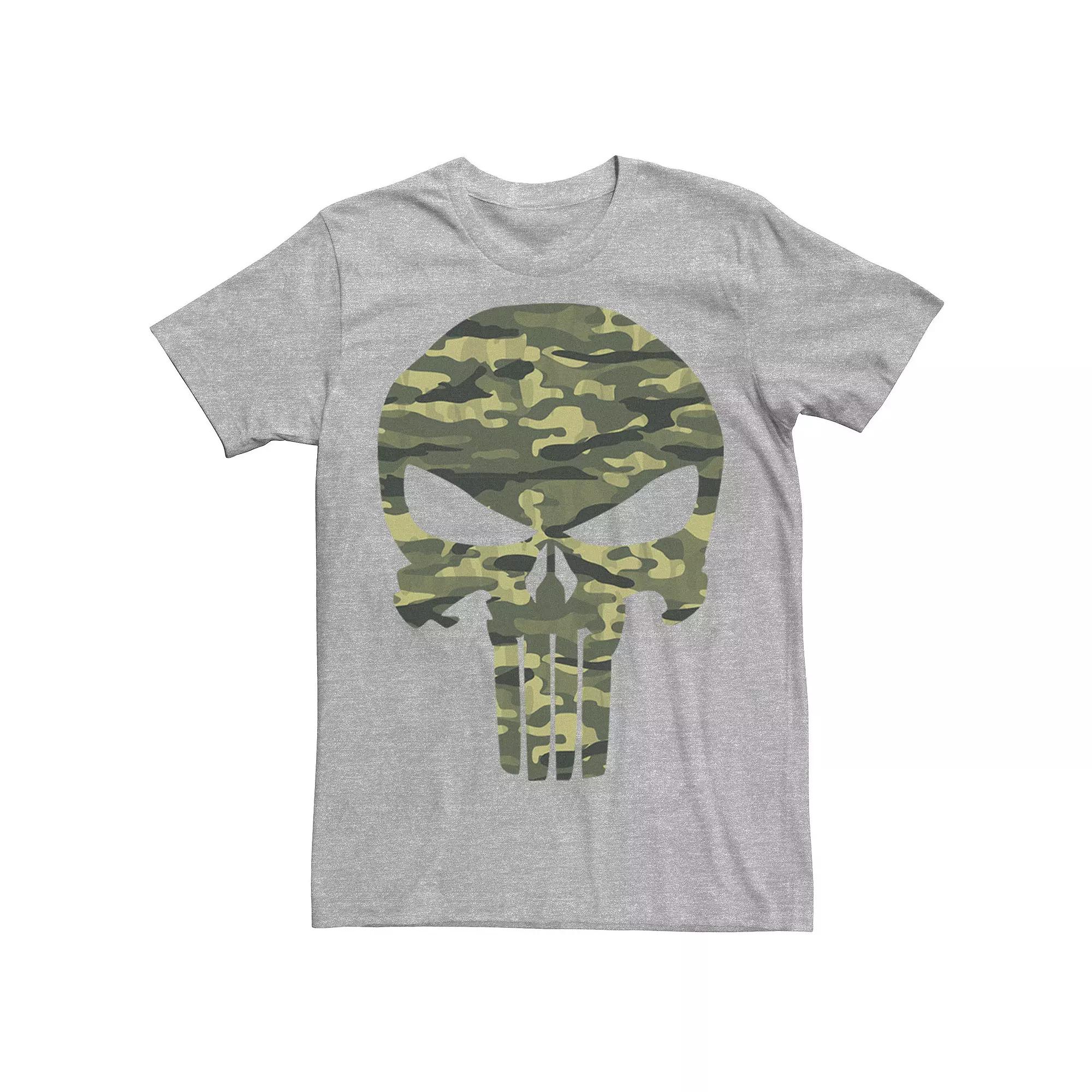 Men's Marvel The Punisher Camo Skull Symbol Tee, Size: Medium, Athletic Grey Product Image