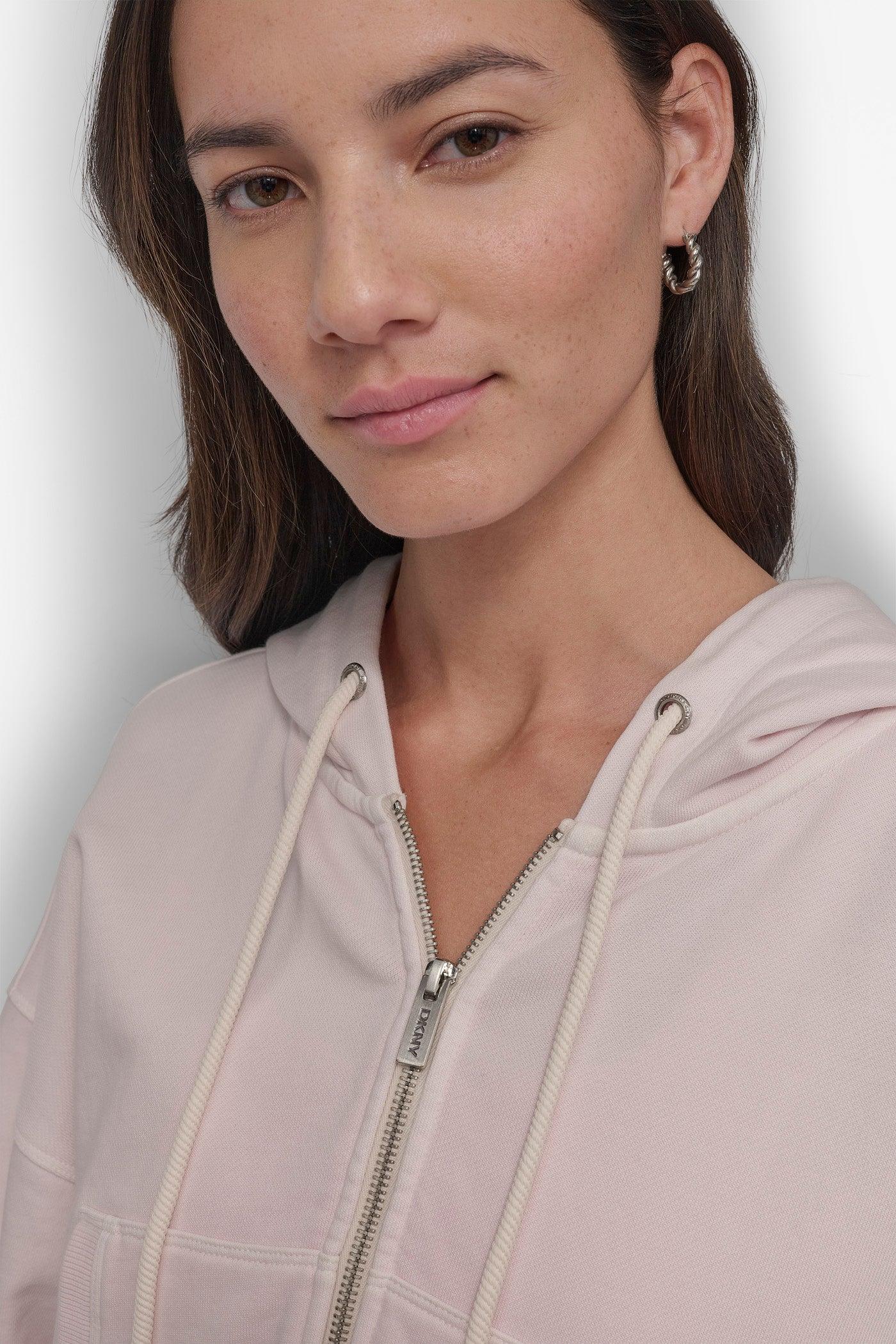 RIB PANELED ZIP UP HOODIE Product Image