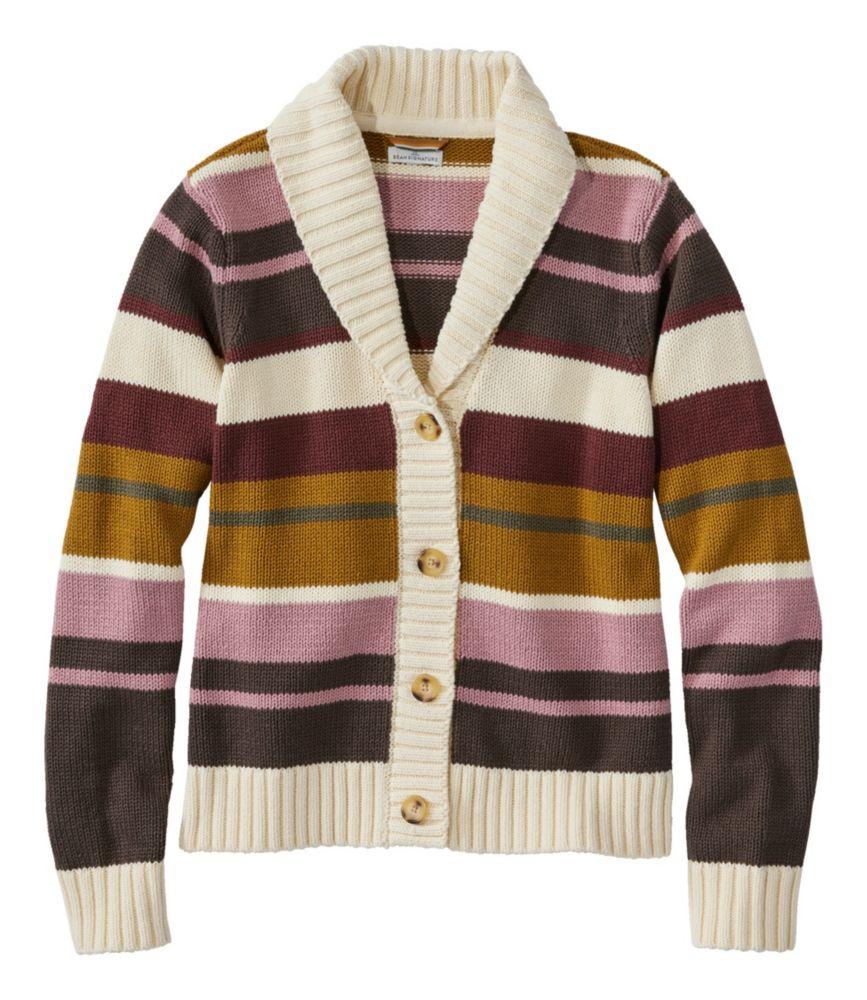 Women's Signature Original Cotton Sweater, Shawl Cardigan Stripe Product Image
