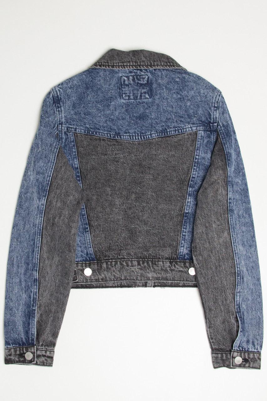 Black Color Blocked Denim Jacket Product Image