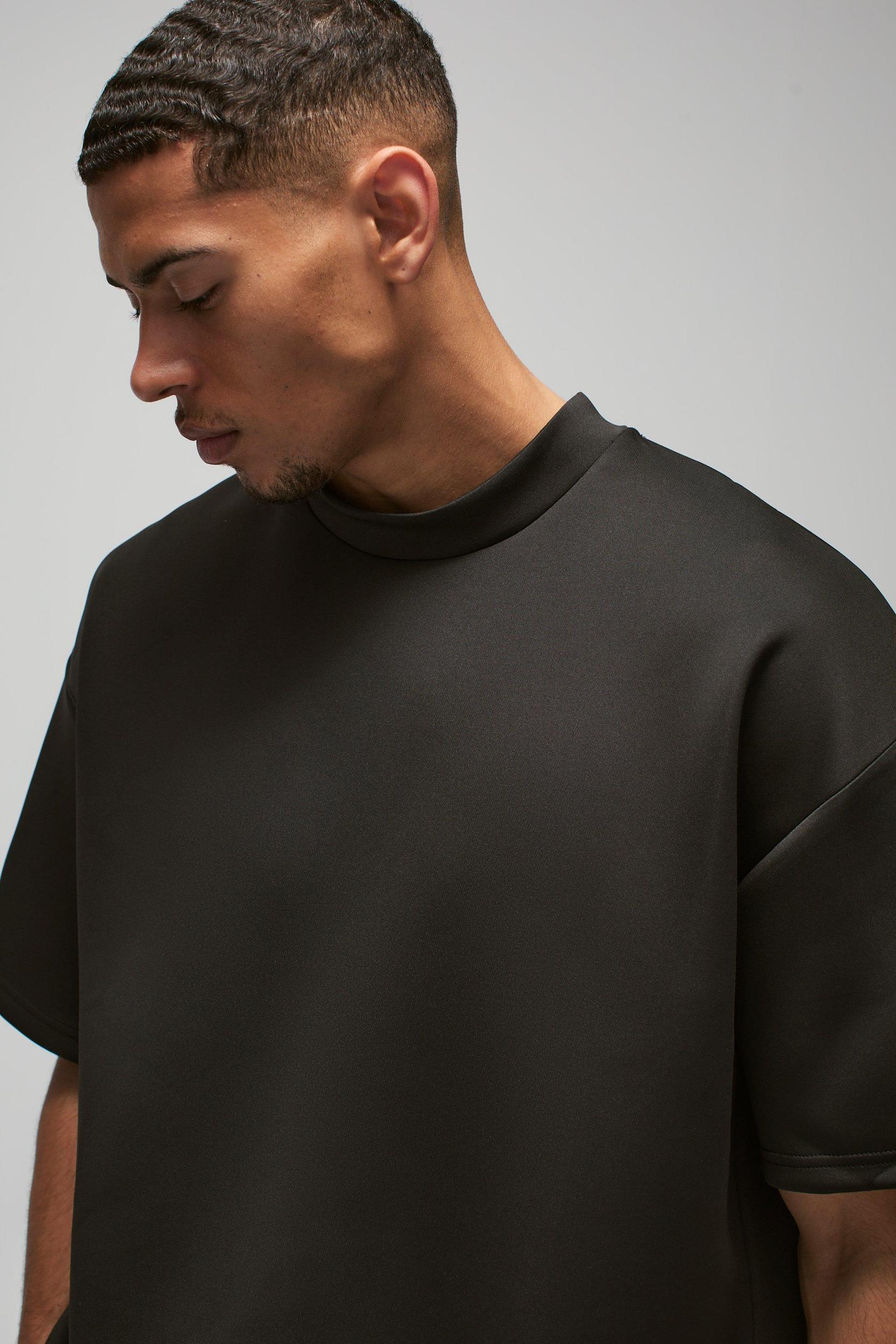 Oversized Extended Neck Scuba T-shirt | boohooMAN USA Product Image