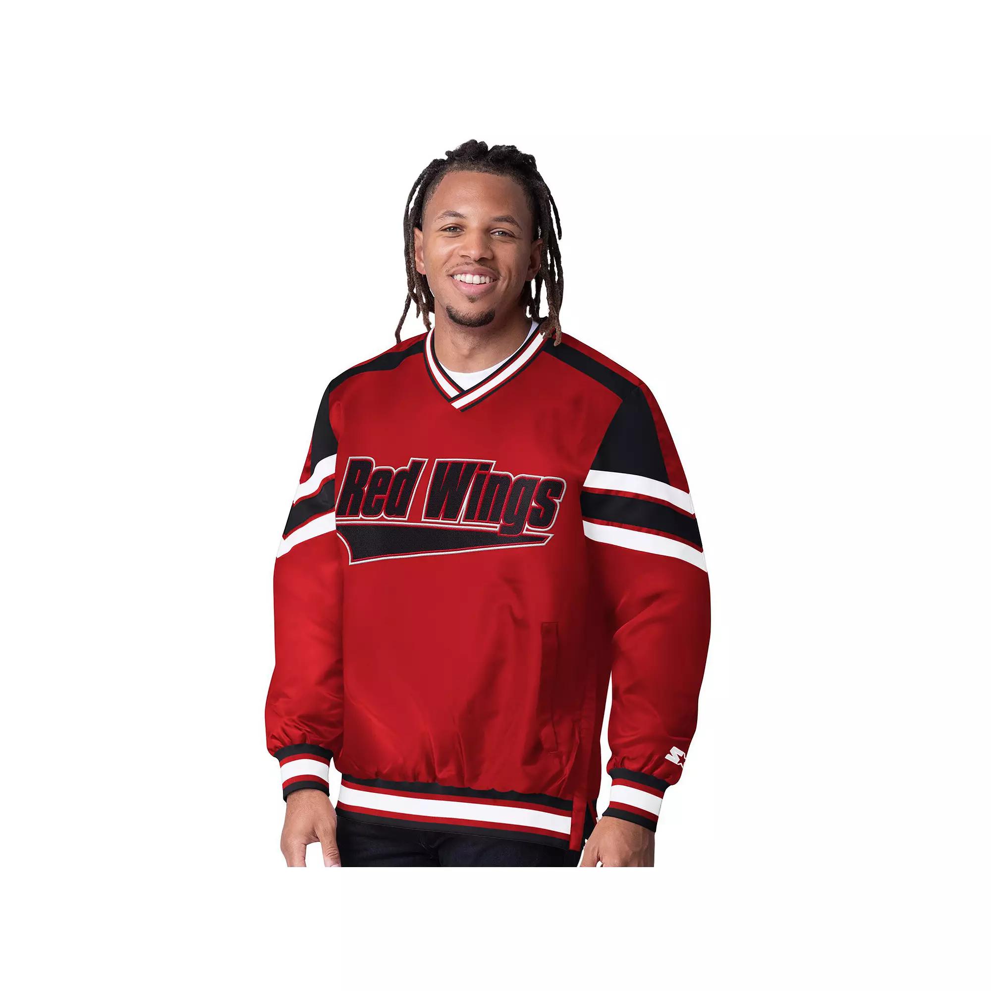 Men's Starter Red Detroit Red Wings Reliver I V-Neck Pullover Jacket,  Product Image