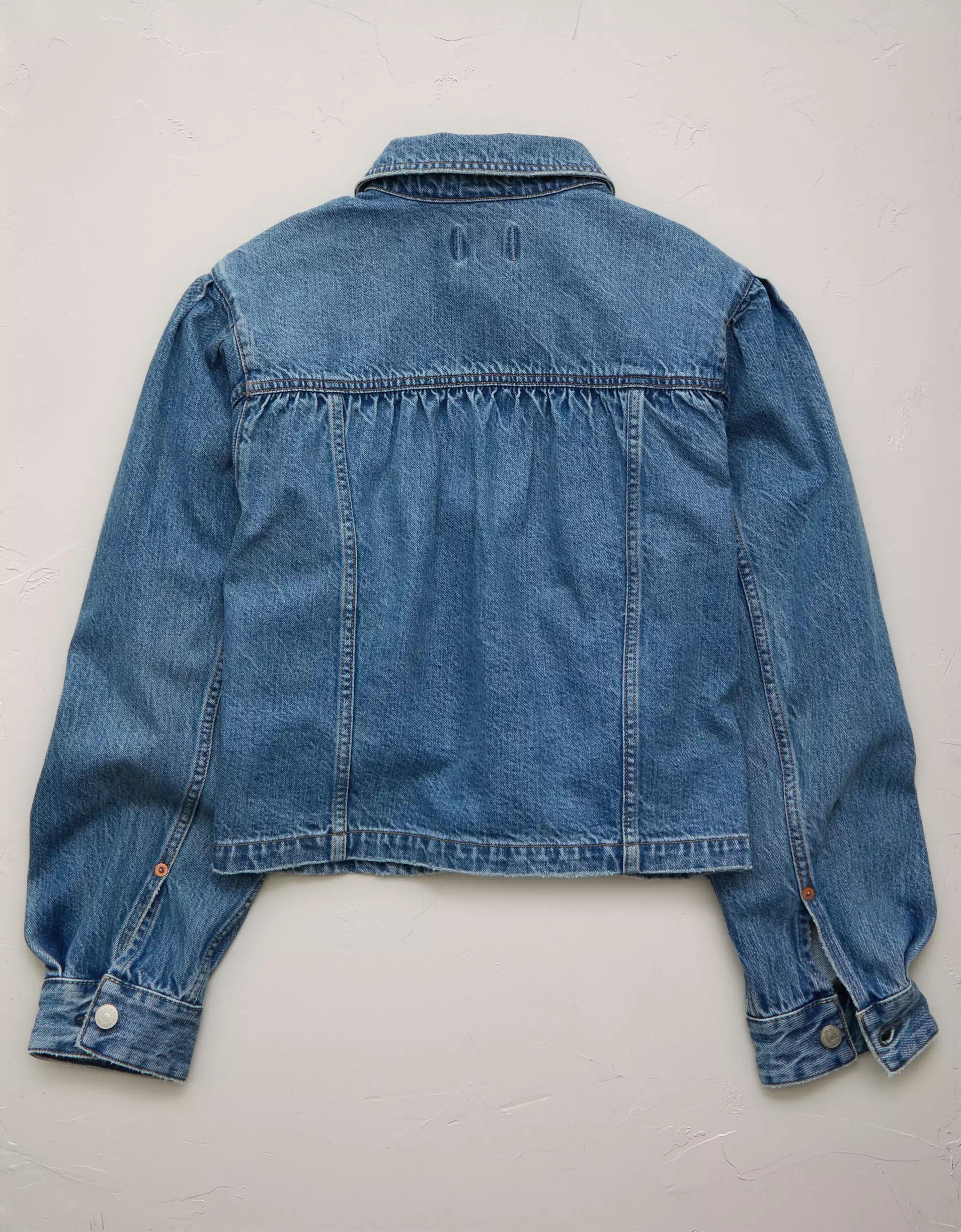 AE77 Premium Denim Cropped Jacket Product Image