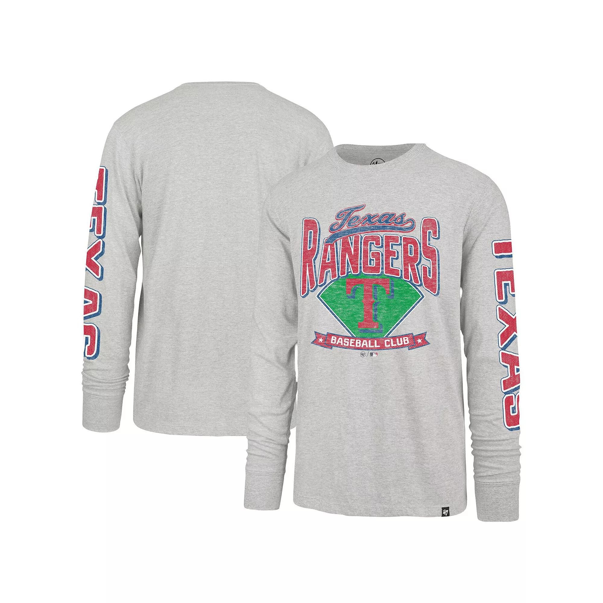 Men's '47 Gray Texas Rangers Fair Ball Franklin Long Sleeve T-Shirt,  Product Image