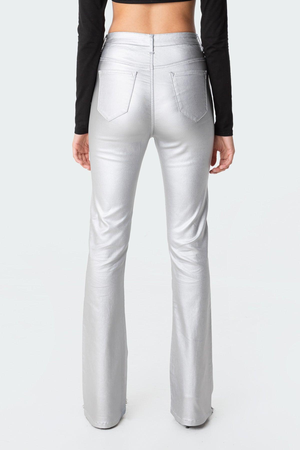 Luna Faux Leather Flare Jeans Product Image