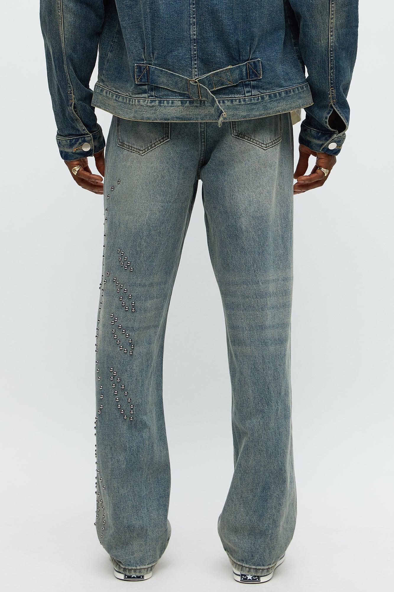 Relaxed Straight Sunshine Studs Jeans - Vintage Blue Wash Male Product Image