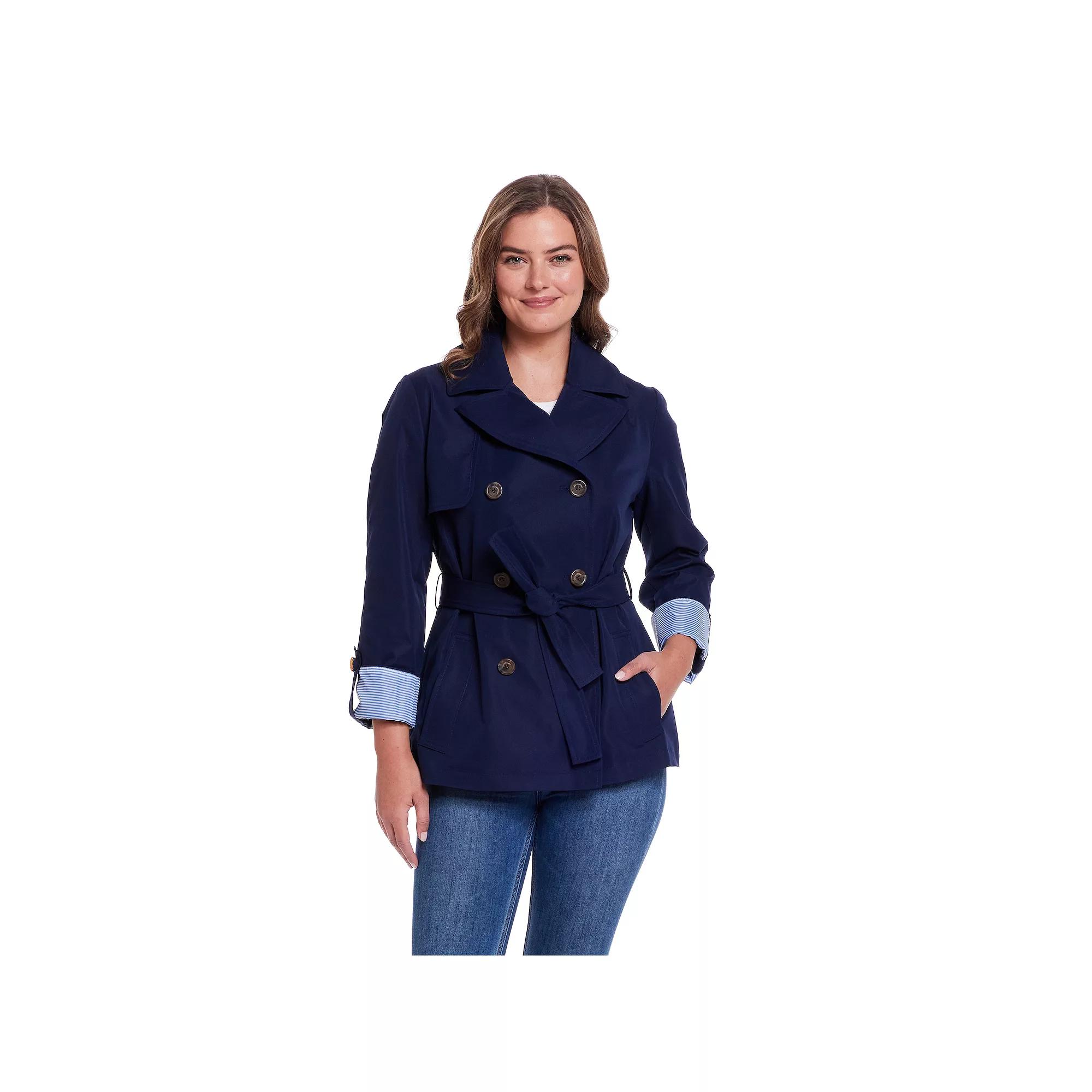Women's Weathercast Lightweight Double Breasted Tie Waist Trench Coat,  Product Image