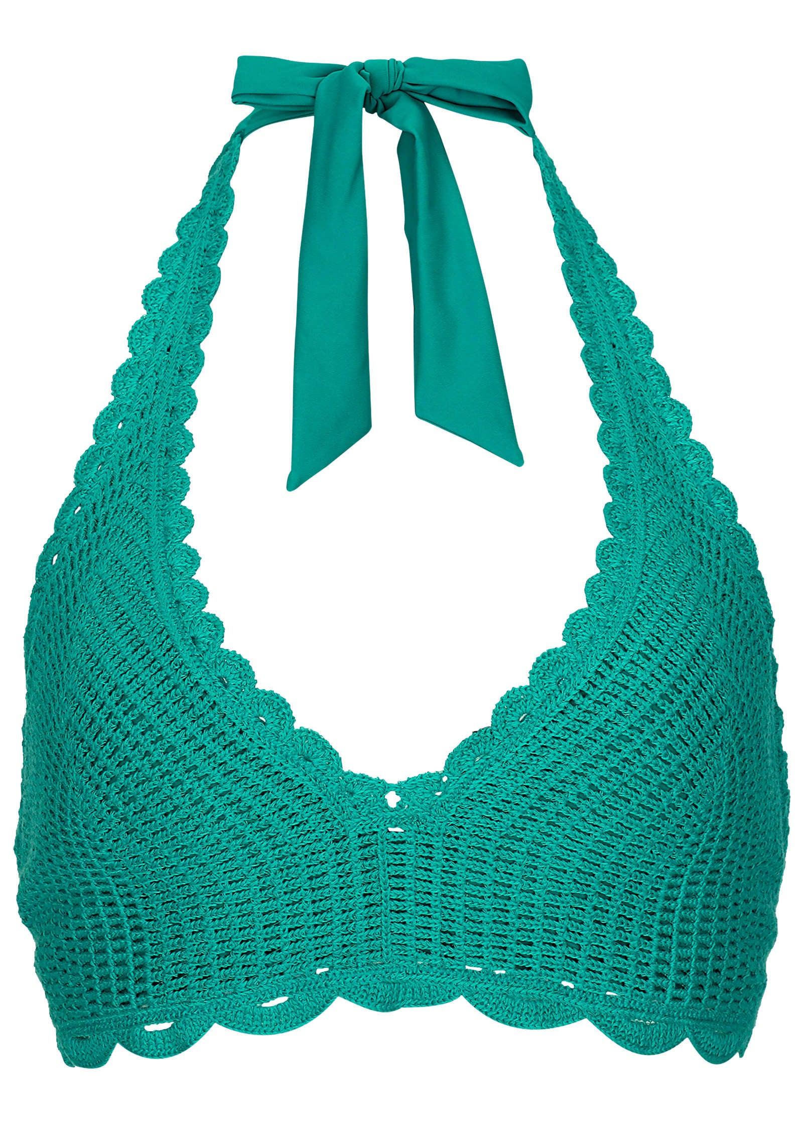 Crochet Anguilla Halter Top - Tropical Green Product Image