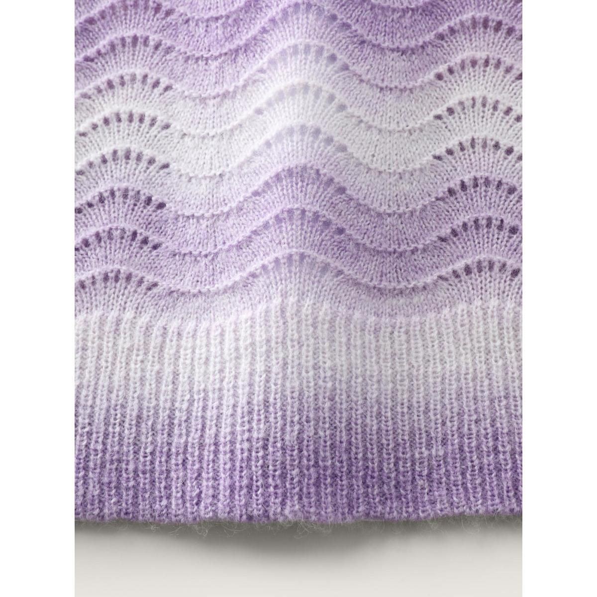 Plus Size Textured Color Gradient Drop Shoulder Pullover Lilac Women Leisure Loose Long Sleeve Round Neck Casual Pullovers BloomChic 22-24/3X Product Image