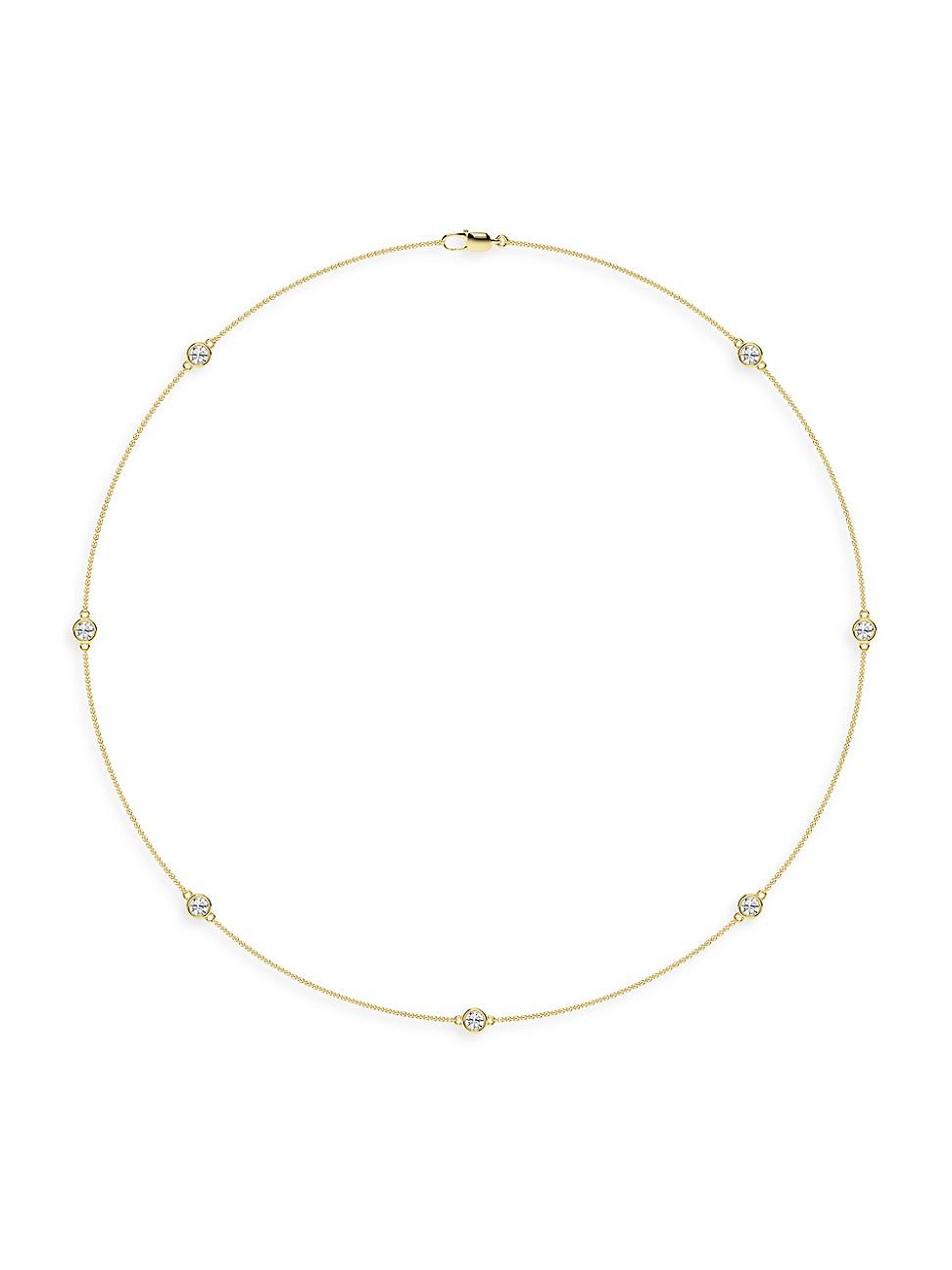 Womens 14K Yellow Gold & 7-Diamond Station Necklace/0.70-2.10 TCW Product Image