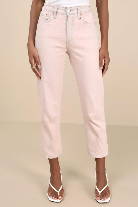 501 Original Fit Washed Pink Denim Lightweight Cropped Jeans Product Image