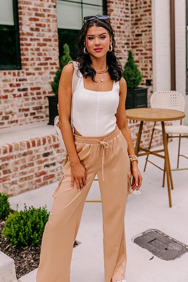 Sure And Steady High Waist Trousers In Tan Product Image
