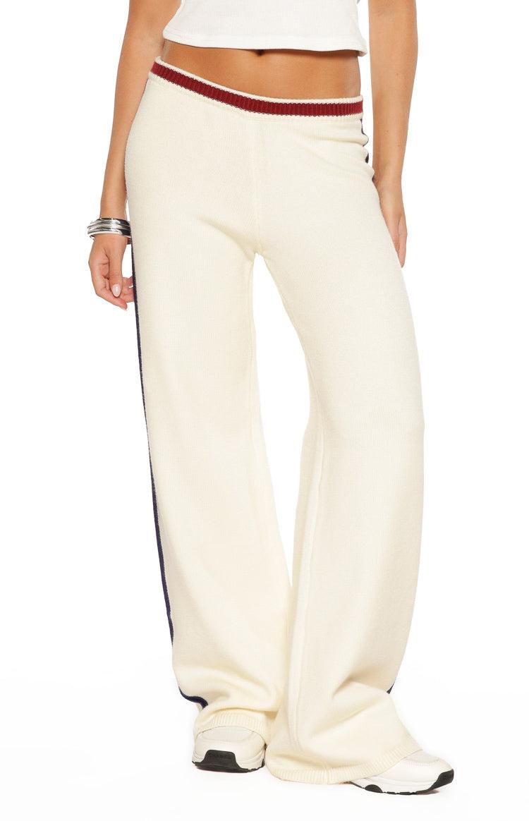 Luna Cream Knit Jacquard Track Pants Product Image