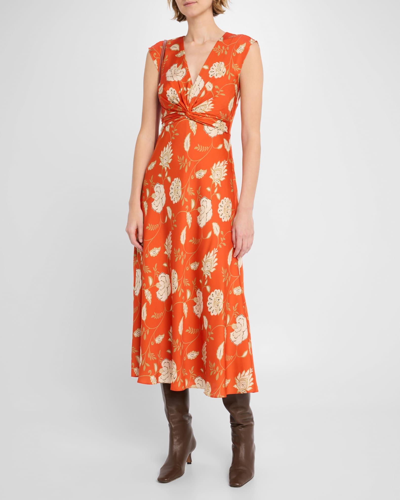 Julia Floral Sleeveless Twist Midi Dress Product Image
