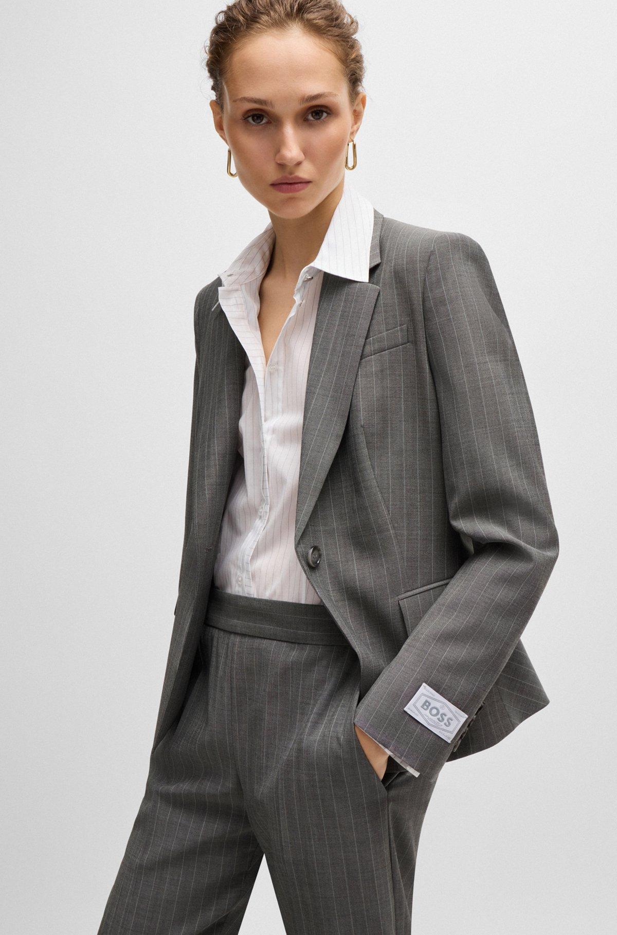 BOSS - Slim-fit jacket in striped wool - Patterned Product Image