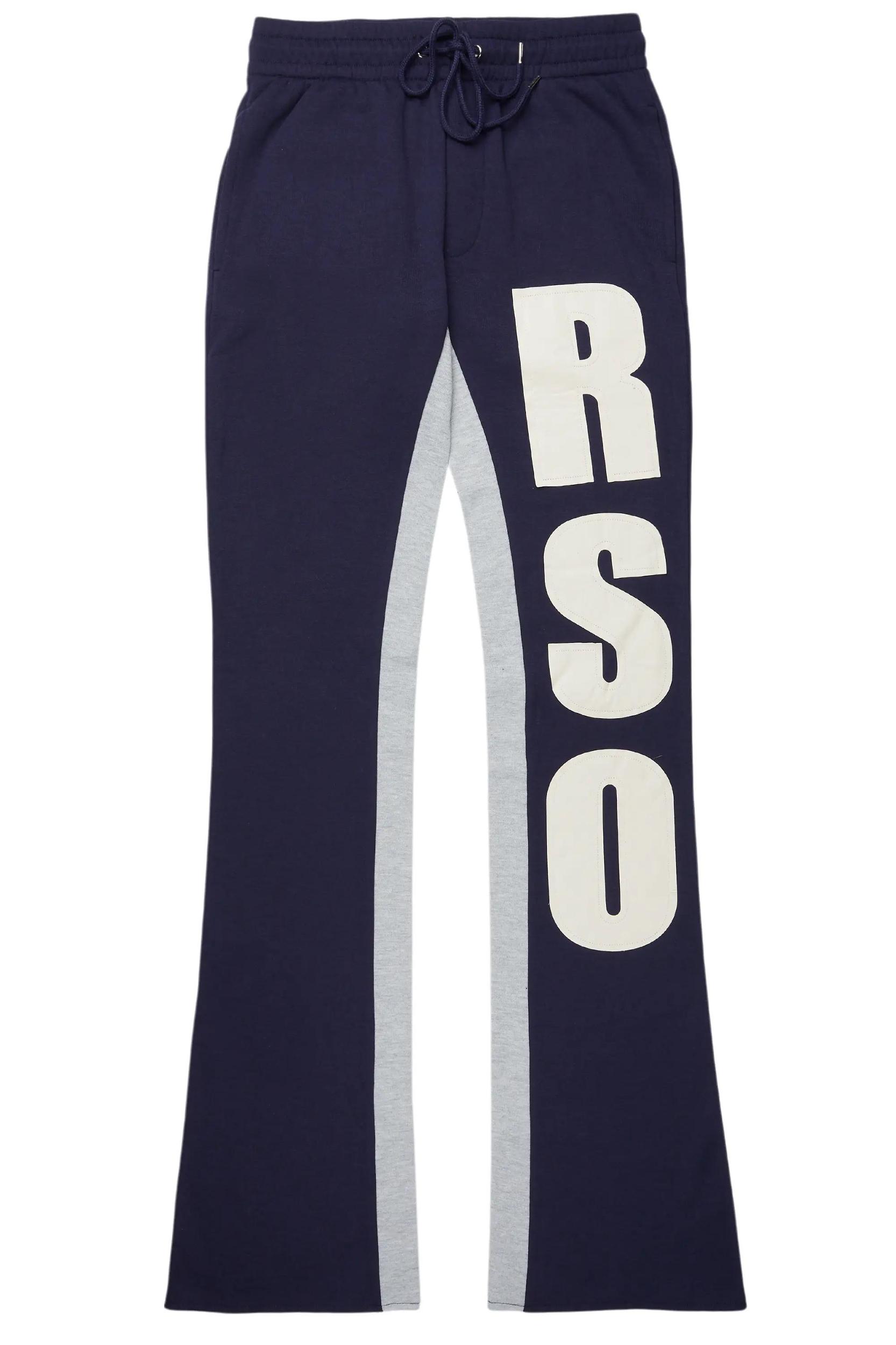 Uko Navy Stacked Baggy Track Pant Male Product Image