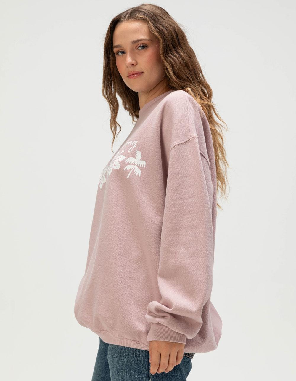 BILLABONG Ride In Womens Oversized Crewneck Sweatshirt - PINK Product Image