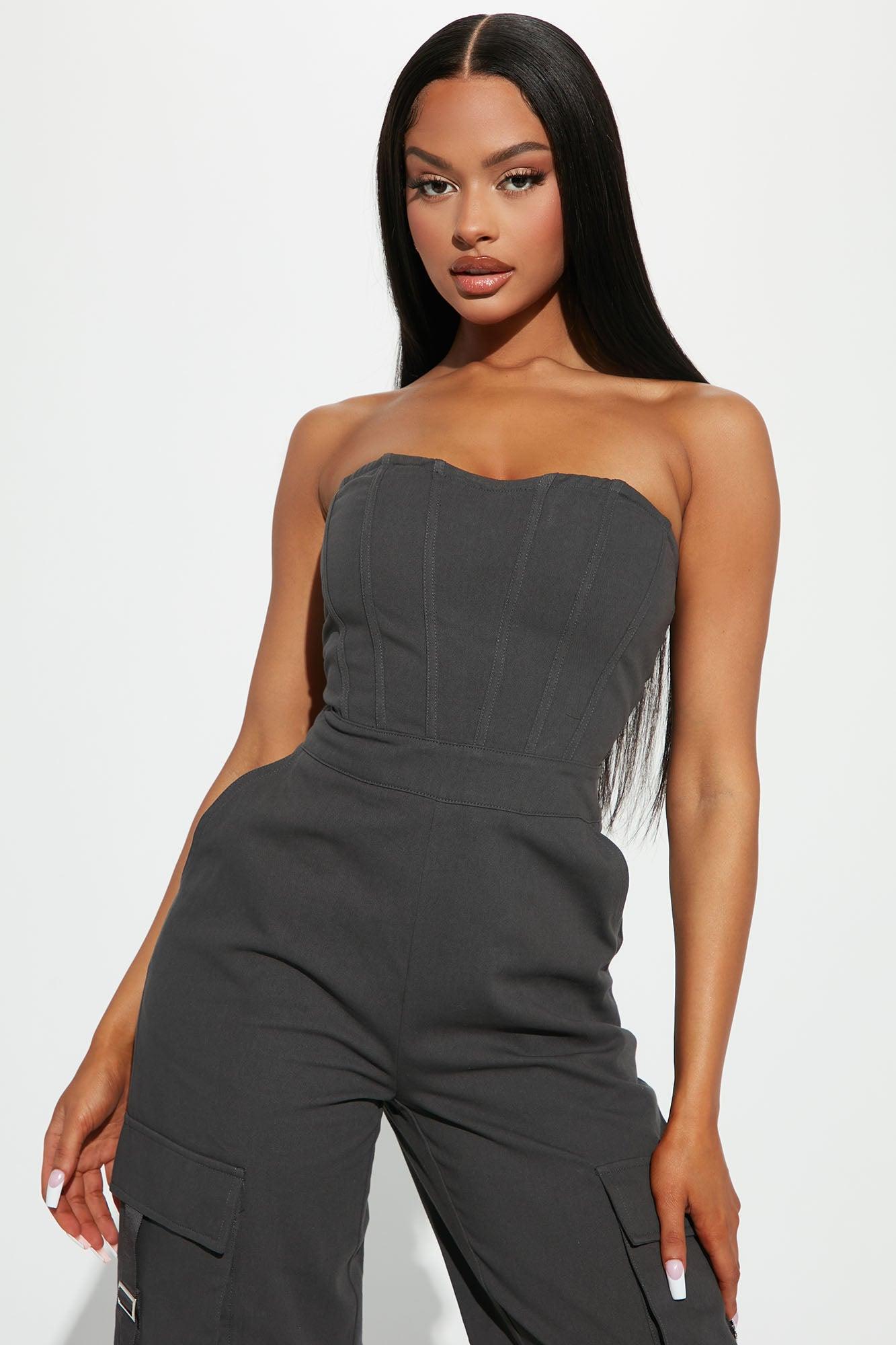 Houston Cargo Jumpsuit - Charcoal Product Image