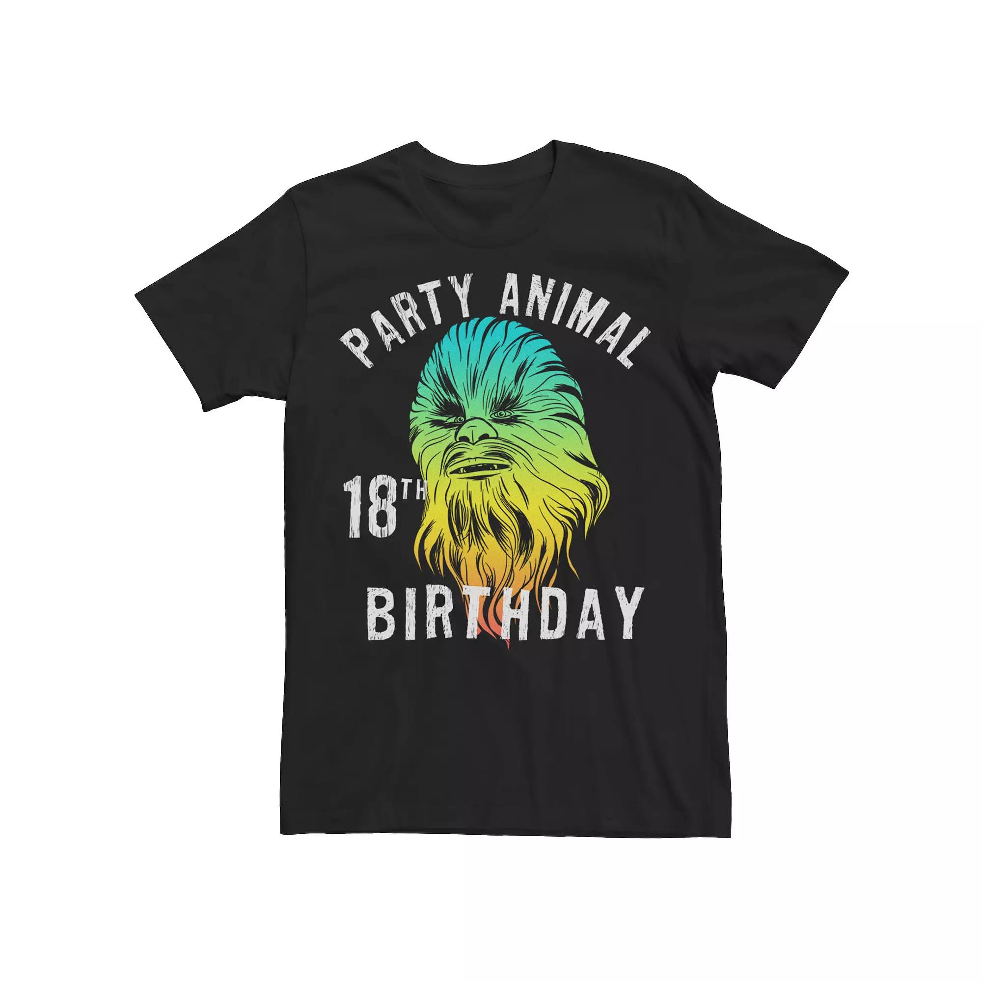 Men's Star Wars Chewie Party Animal 18th Birthday Color Portrait Tee,  Product Image