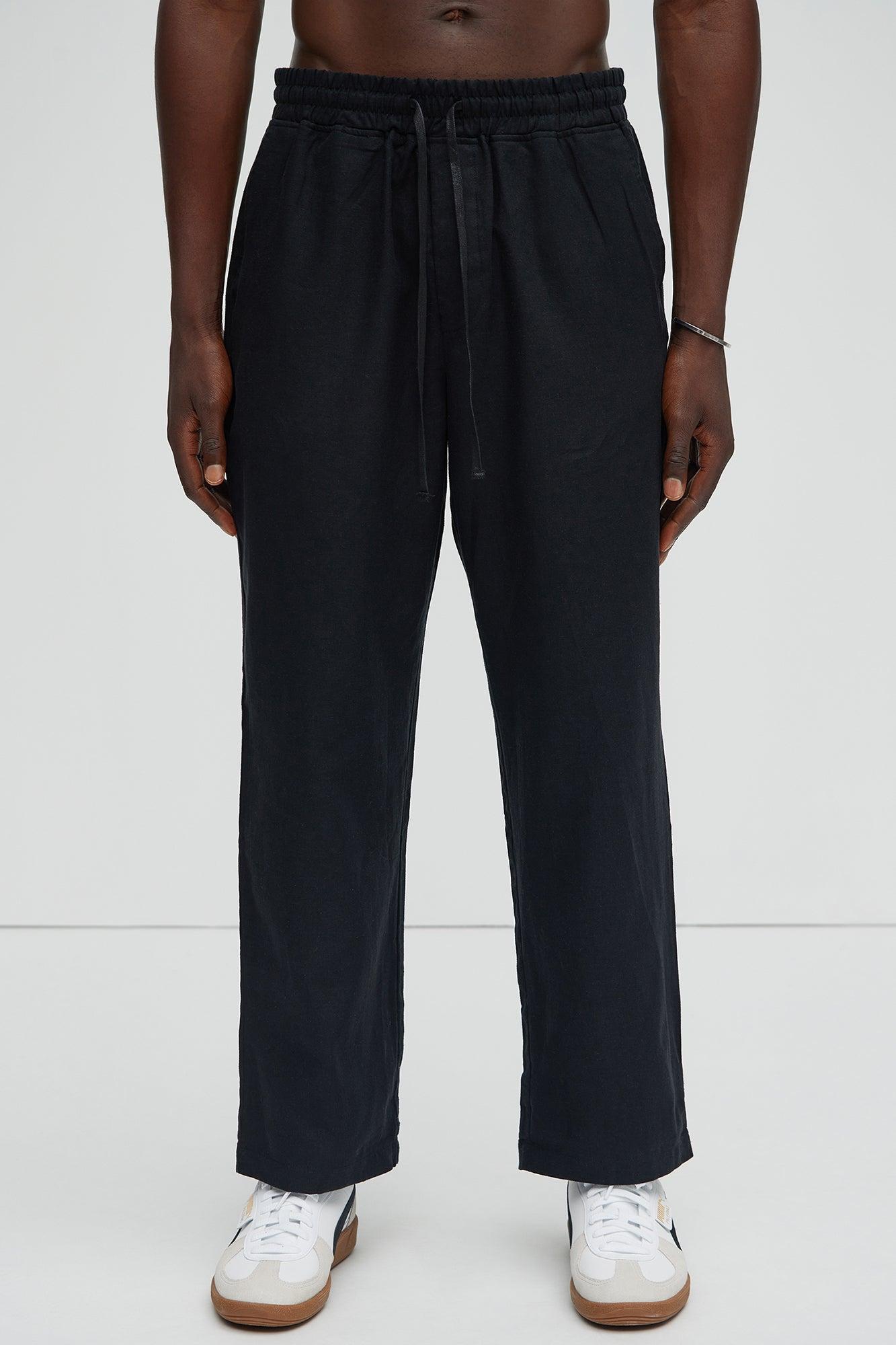 Bahamas Straight Linen Pants - Black Product Image
