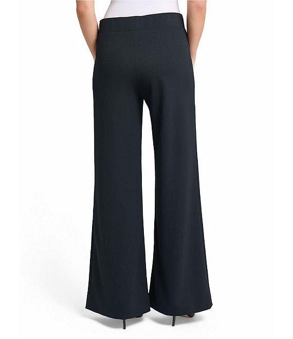 Ming Wang Stretch Crepe Flat Front Wide-Leg Pants Product Image