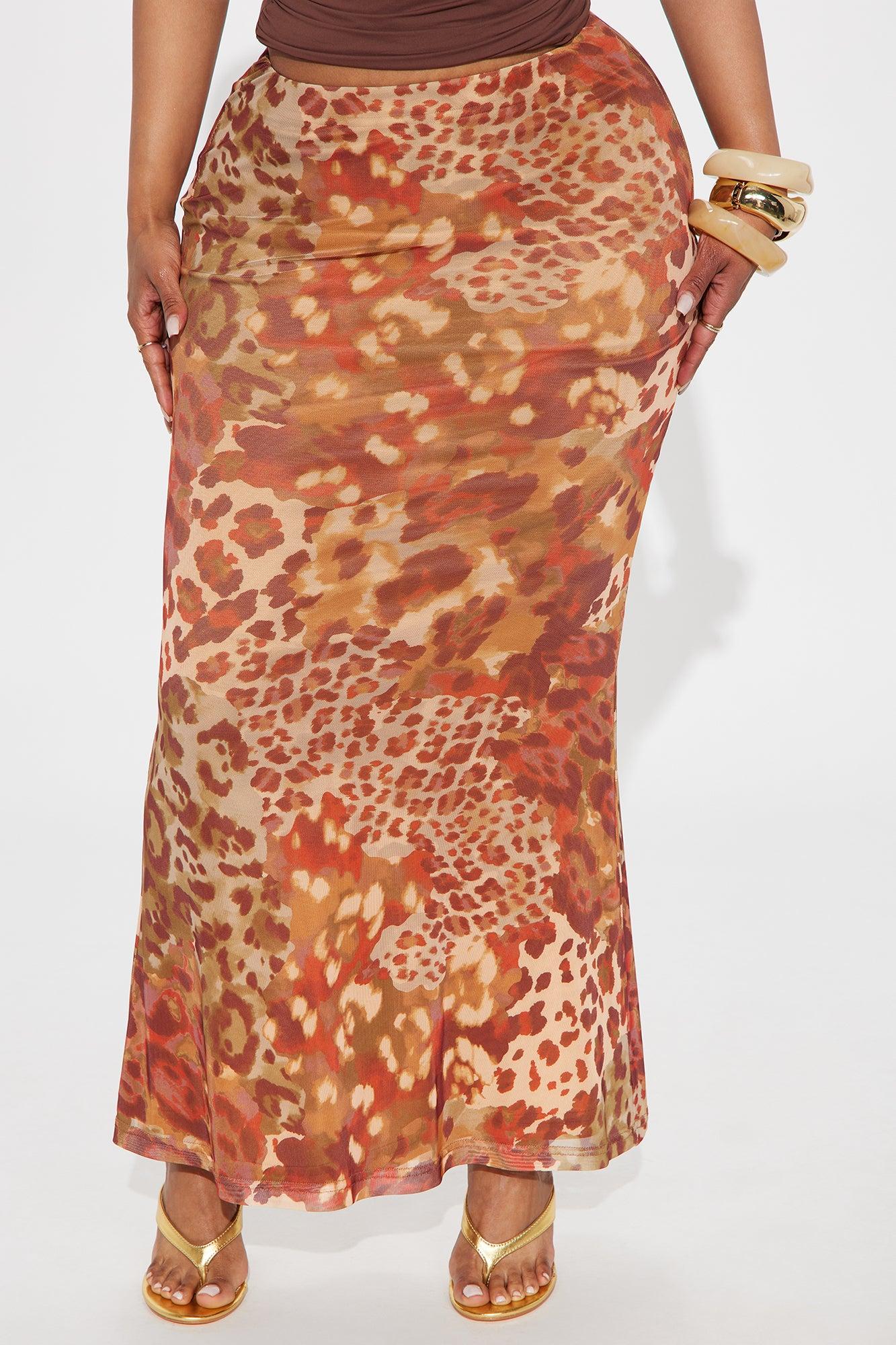Some Type Of Way Leopard Mesh Maxi - Brown/combo Female Product Image
