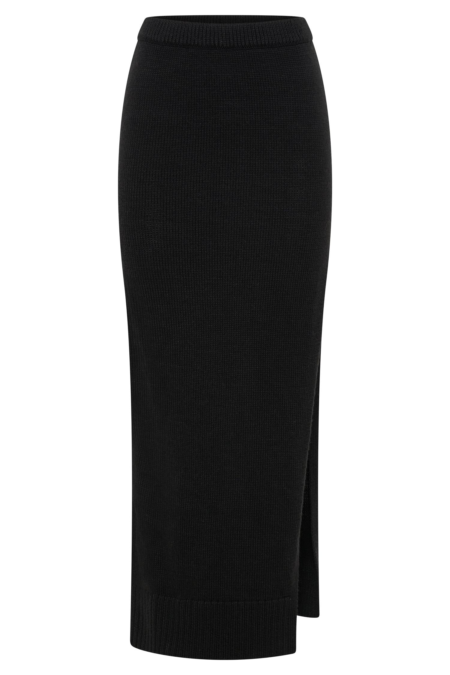 Brittany Knit Midi Skirt - Black Product Image