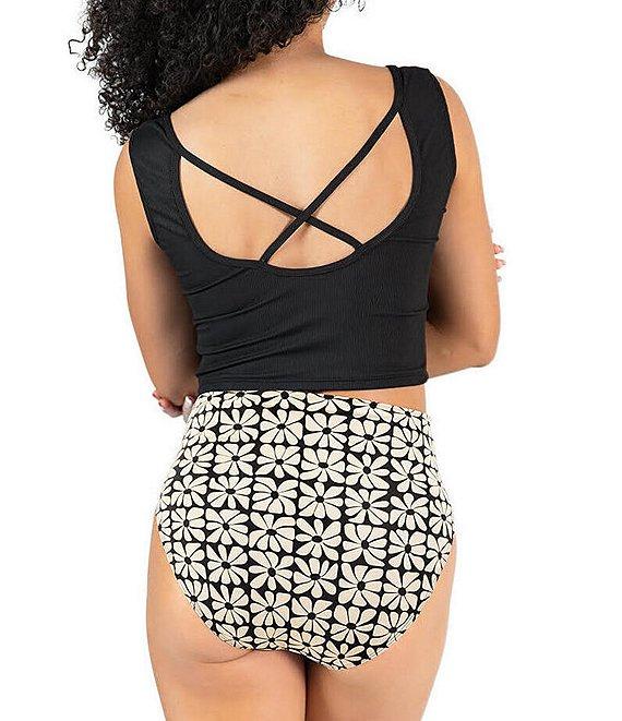 Janela Bay Cream Square Floral Extra High Waist Swim Bottom Product Image