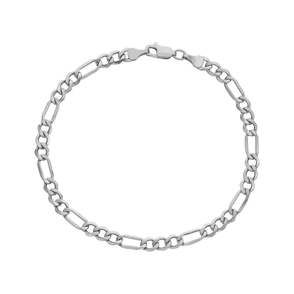 Mens 10k Gold 4.65 mm Figaro Chain Bracelet 10k Whgold Product Image