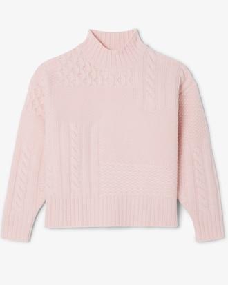 Patchwork Effect High Neck Wool Sweater Product Image