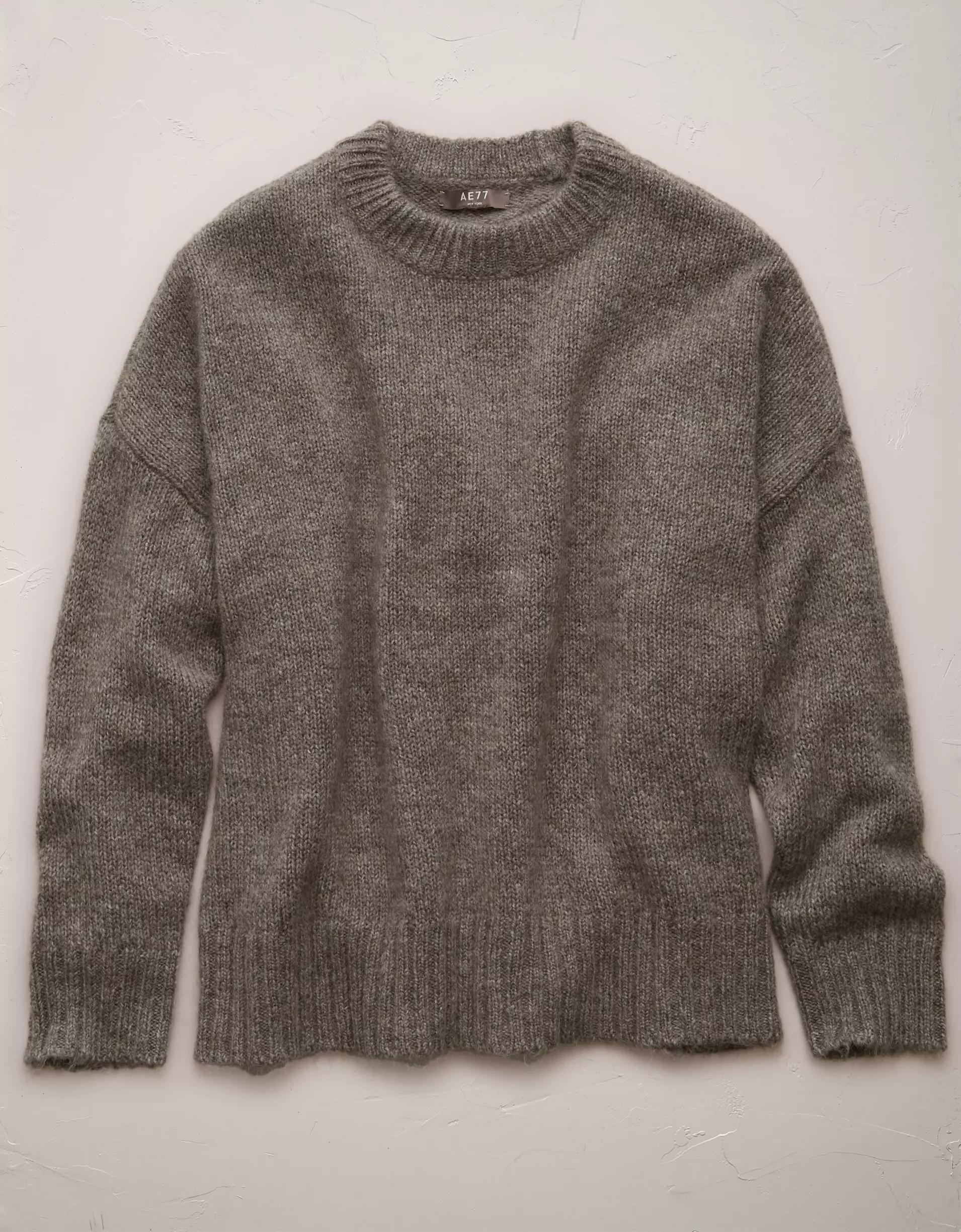 AE77 Premium Mohair-Blend Boyfriend Sweater Product Image