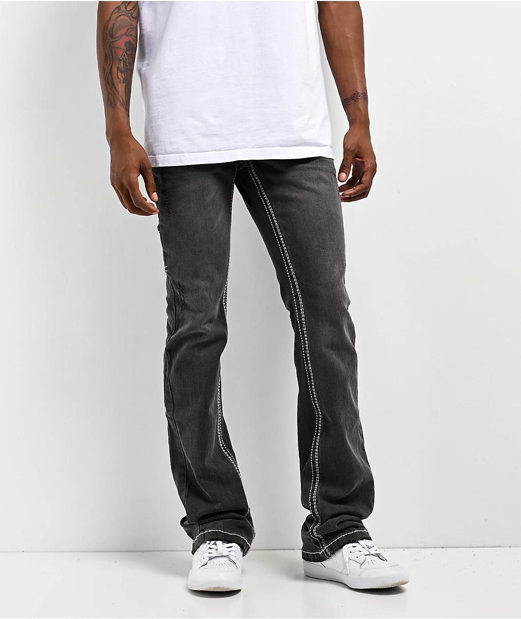 Ninth Hall Stacked Flare Grey Denim Jeans Product Image
