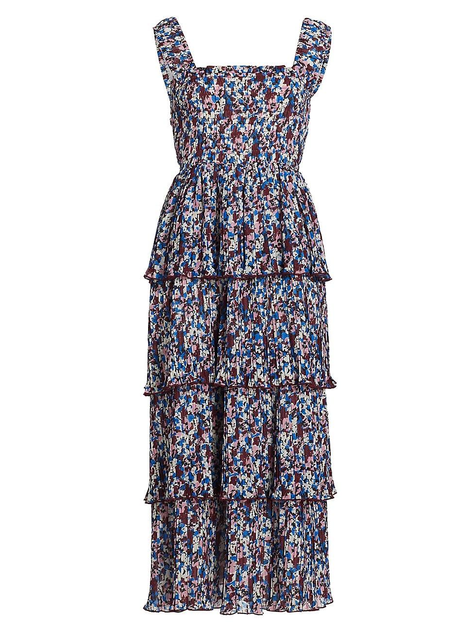 Womens Tiered Georgette Midi-Dress Product Image