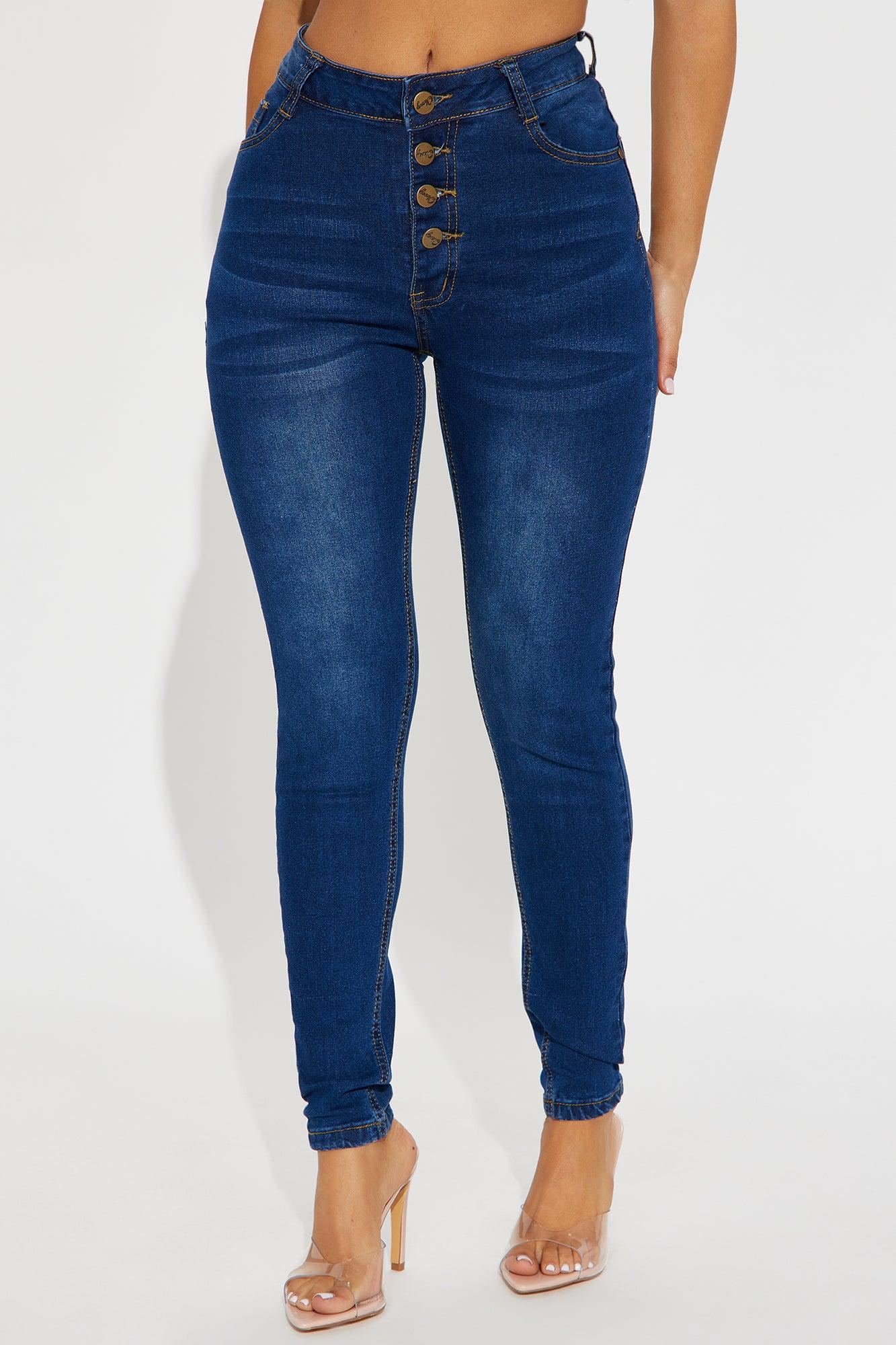 Bailey Buttonfront Stretch Skinny Jeans - Medium Wash Product Image