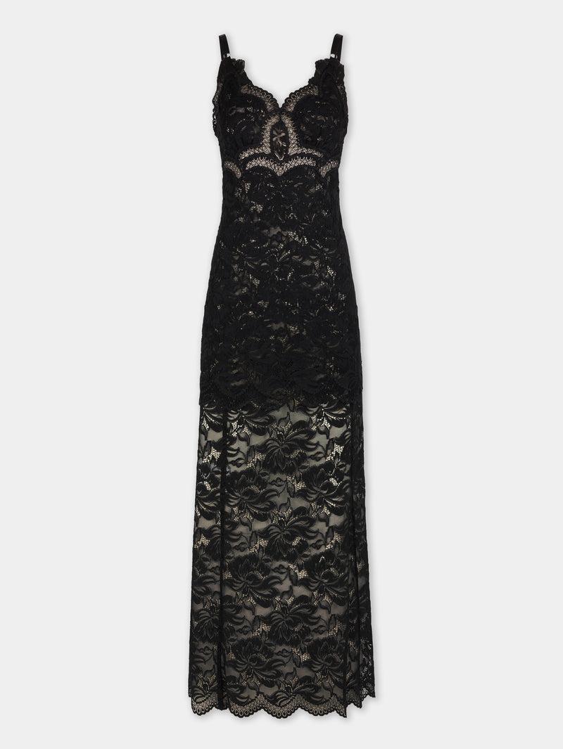BLACK LONG DRESS IN LACE Product Image