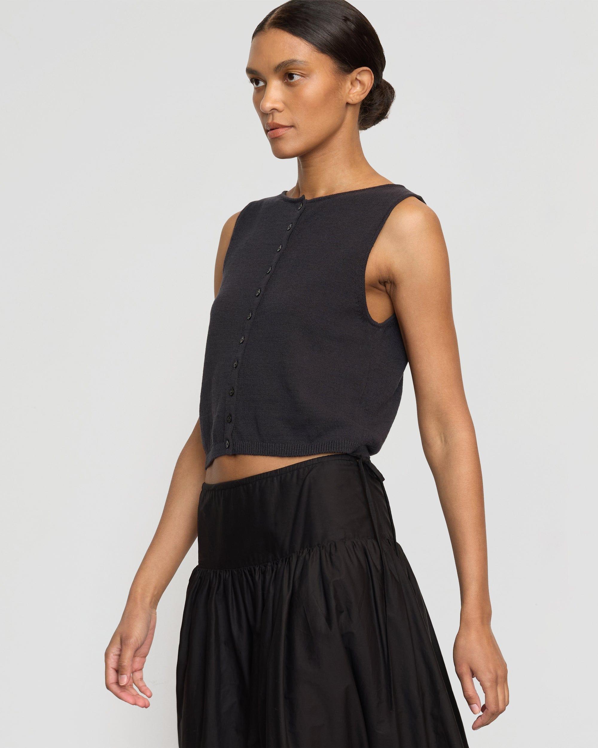 Elith Cotton-Linen Button Knit Vest Product Image